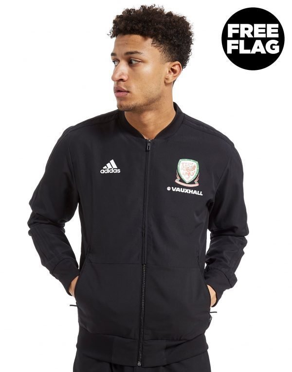 Adidas Fa Wales 2018/19 Presentation Jacket Musta