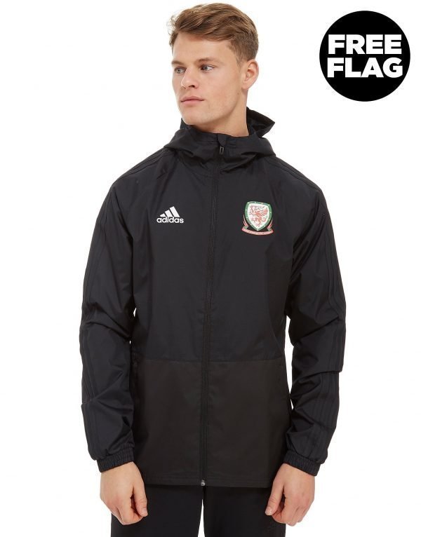 Adidas Fa Wales 2018/19 Rain Jacket Musta