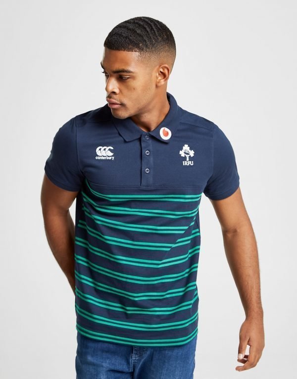 Canterbury Ireland Rfu Stripe Polo Paita Sininen