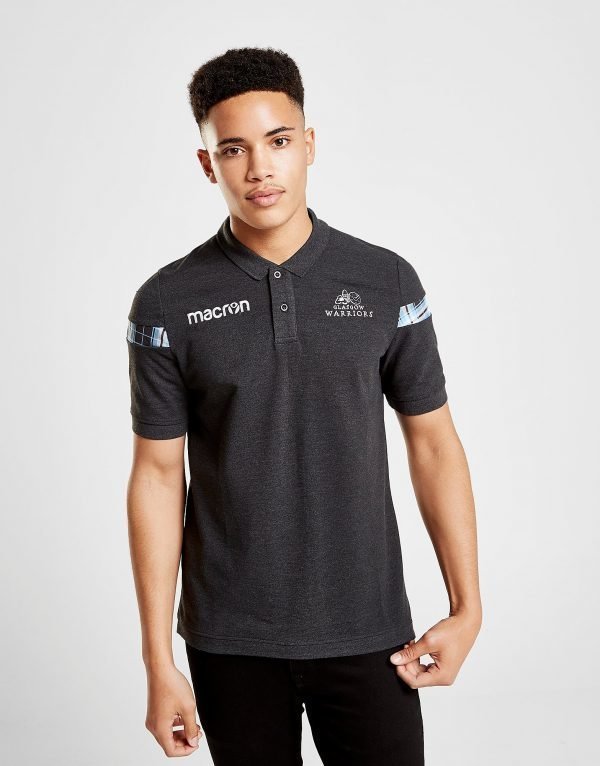 Macron Glasgow Warriors Pique Polo Shirt Musta