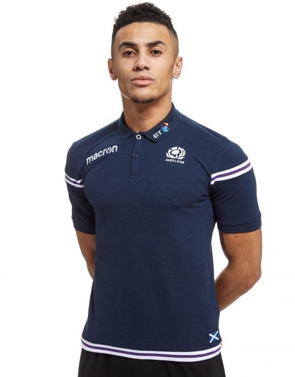 Macron Scotland Rugby 2017 / 18 Leisure Polo Shirt Laivastonsininen