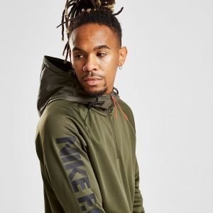 Nike Fc Woven Overlay Hoodie Jalkapallohuppari Khaki / Black