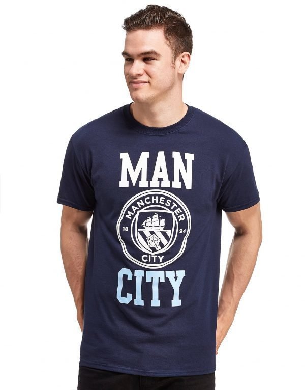 Official Team Manchester City F.C Block T-Shirt Laivastonsininen