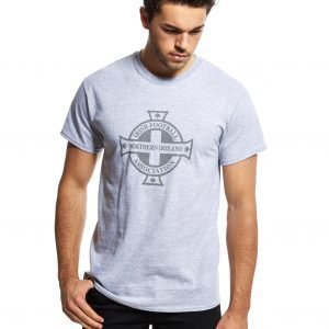 Official Team Northern Ireland Crest T-Shirt Grey Marl