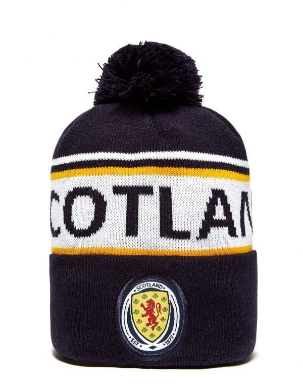 Official Team Scotland Fa Text Knitted Bobble Hat Laivastonsininen