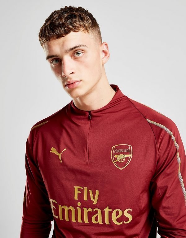 Puma Arsenal Fc 1/4 Zip Training Top Burgundy / Gold